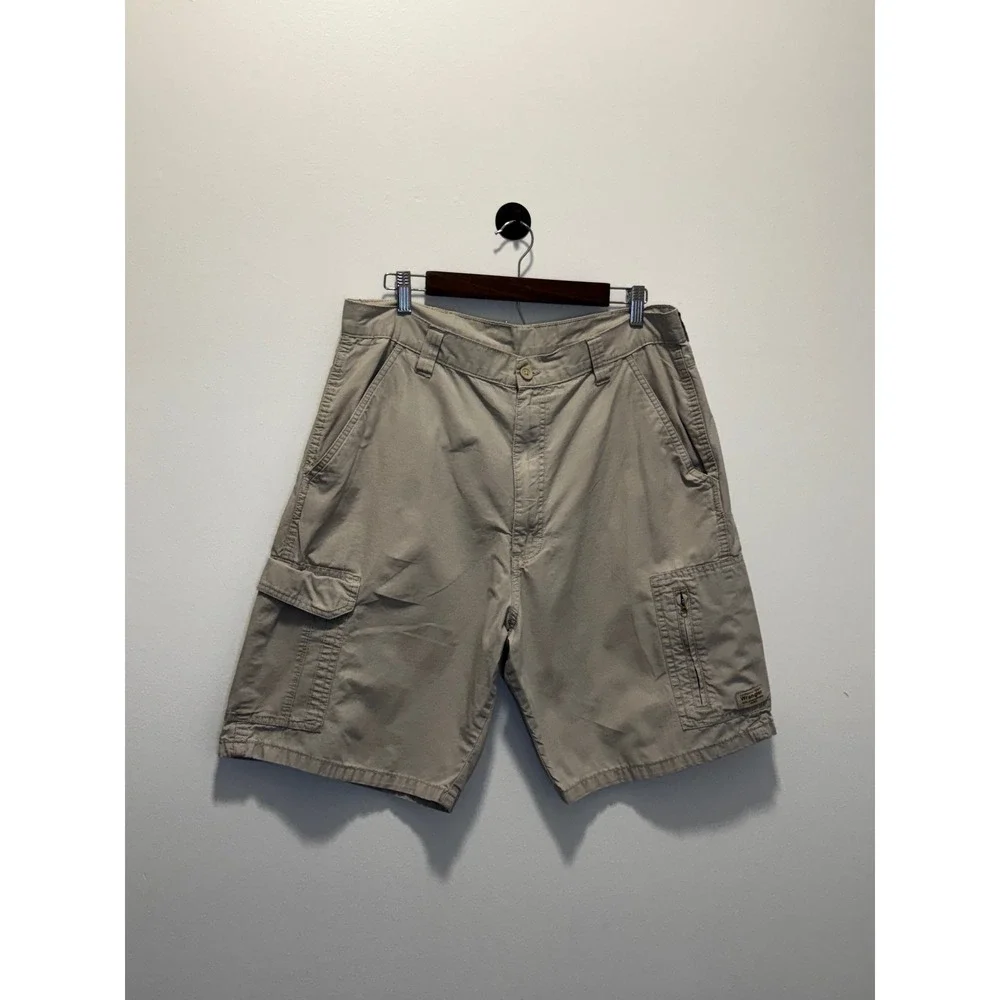 Wrangler Authentic Issue Mens Khaki Tan Ripstop Cargo Shorts Cotton Size‎ 34